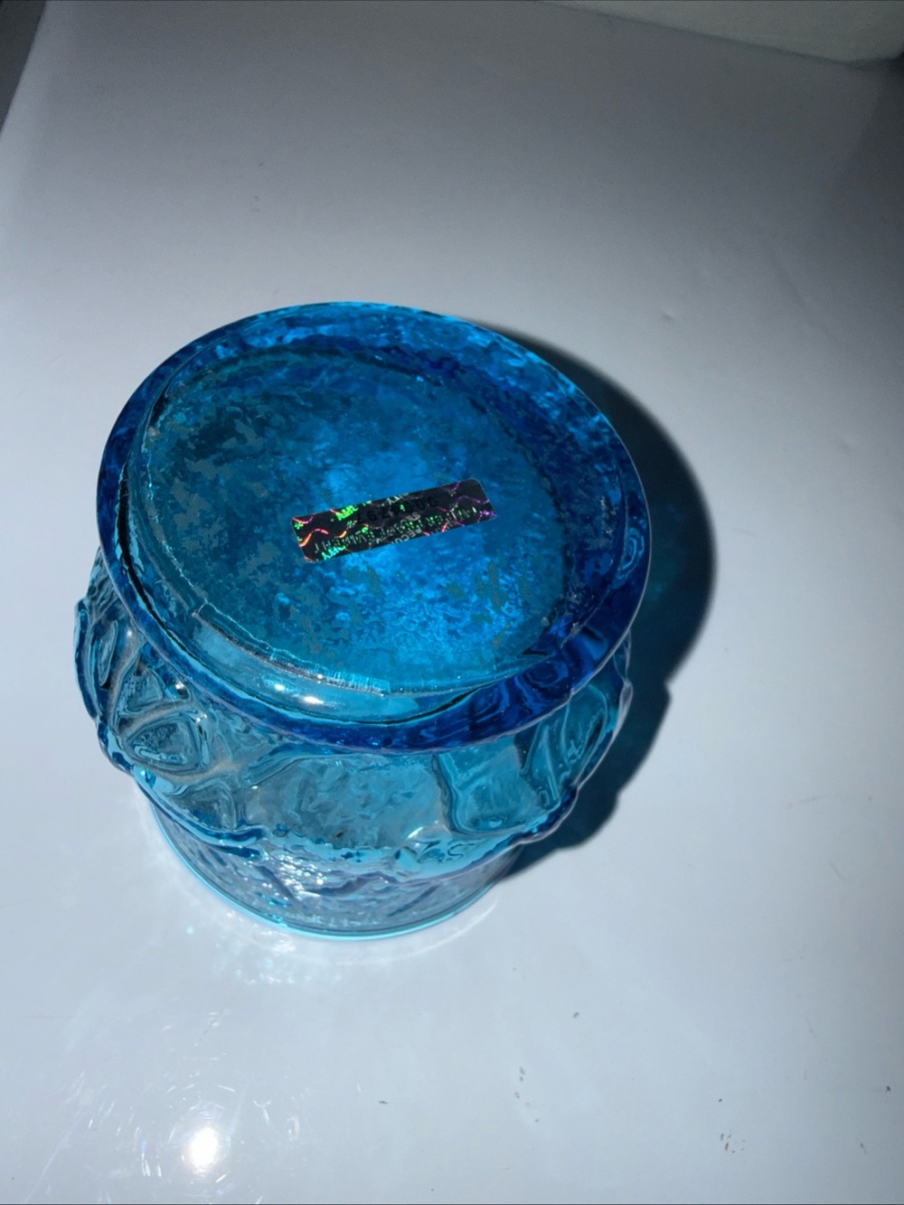 Vintage Anchor Hocking Rain Flower Blue Juice Glass 8 Ounce - Picture 5 of 7